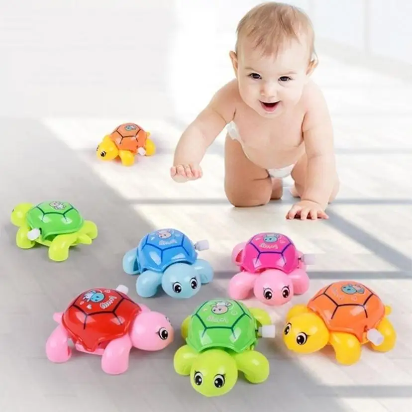 1 Pcs Cartoon Animal Clockwork Tortoise Baby Turtles Toys Infant Crawling Wind UpToy Educational Kids Cla