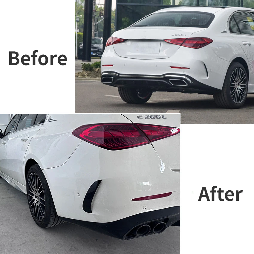 Car Rear Bumper Splitter Spoiler Canard Air Vent Splitter Lip For Mercedes Benz C Class W206 S206 C260 C43 C63 AMG 2022 2023
