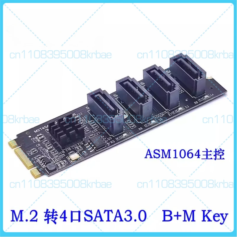 

For M.2 KEY-M NVME PCI-E to 4-Port SATA 3.0 Expansion Card, Hard Drive Adapter Card ASM1064 Chipset