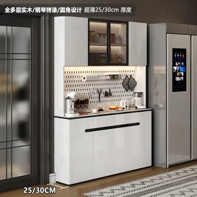 Simple high dining side cabinet Small apartment narrow storage Solid wood paint living room Kitchen side cabinet