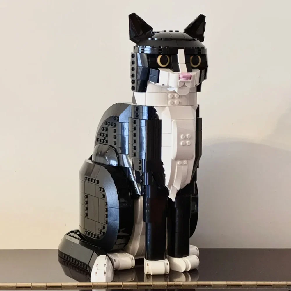 MOC IN STOCK Tuxedo Cat Building Blocks Creative Cartoon Animal Assembly Toy DIY Educational Puzzle Toys Gift