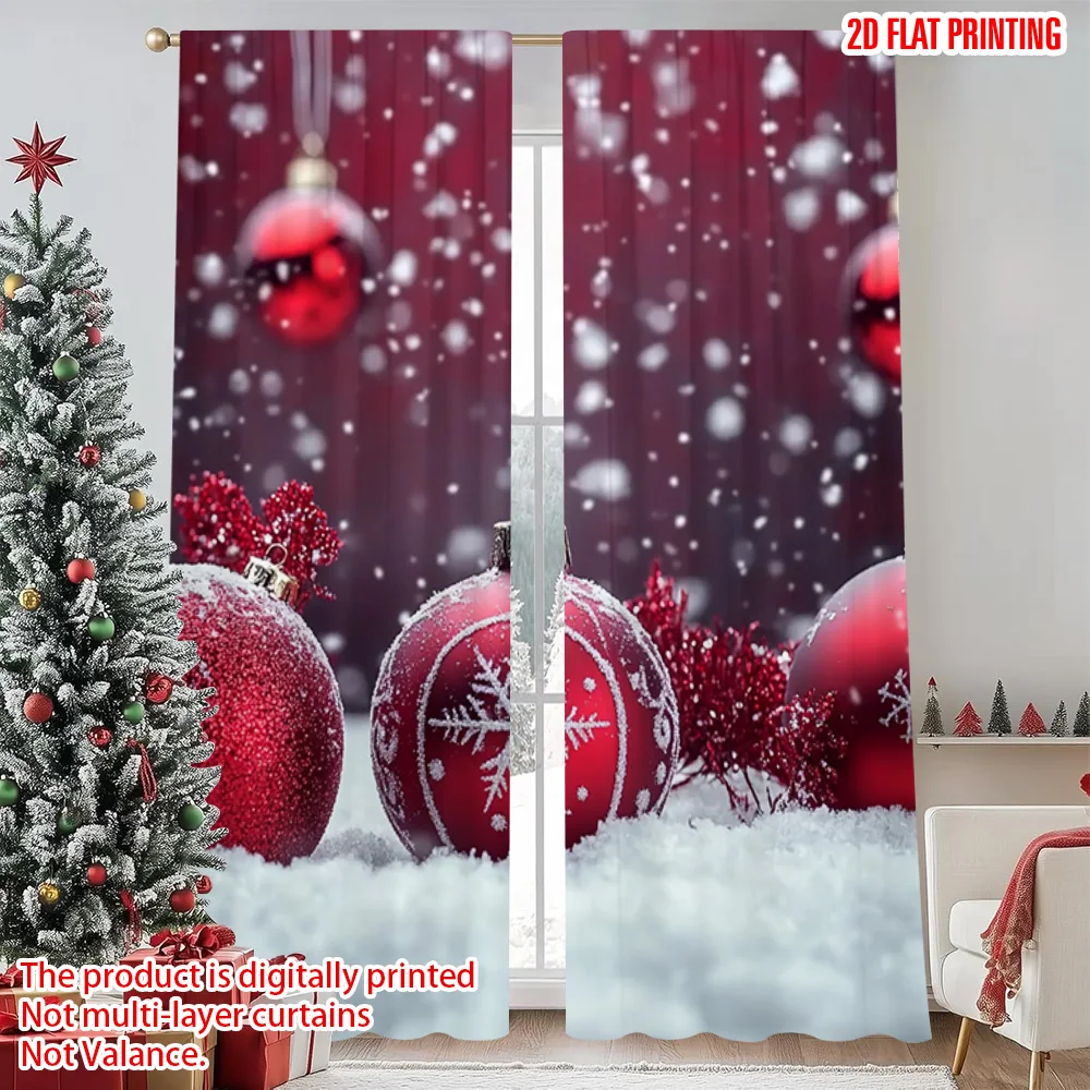 

2pcs 2D flat printing Christmas Drapes winter wonderland1 Fabric Without Electricity Party Decorations Perfect for aesthetic