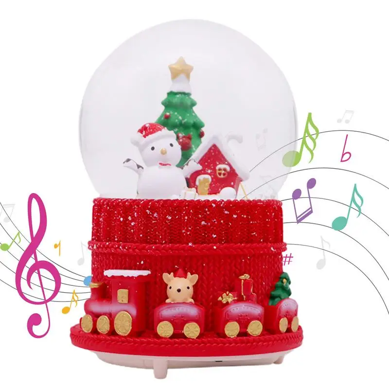 

Christmas Music Box Resin Base Music Box Glass Crystal Snow Globe Cartoon Musical Box Home Decoration Creative Santa Claus