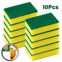 10pcs Highly Absorbent Cleaning Sponges Dish washing Magic Clean Pot Rust Stain Sponge Brush Kitchen Grease Cleaner Double-Sided