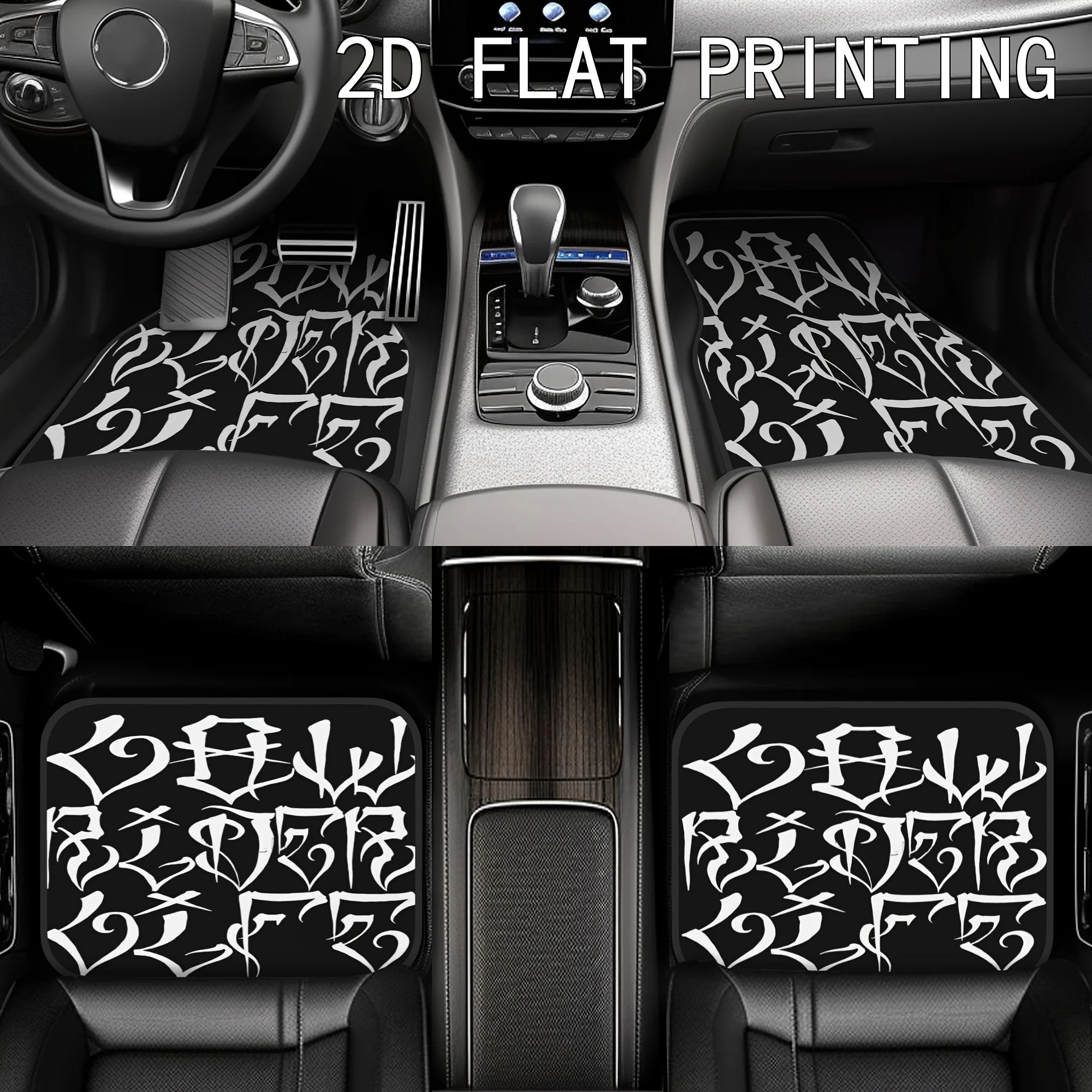 Crystal Velvet 4pcs Low-Profile Car Floor Mats With White Letters, Suitable For Various Vehicles, Make A Perfect Gift, Car Inter