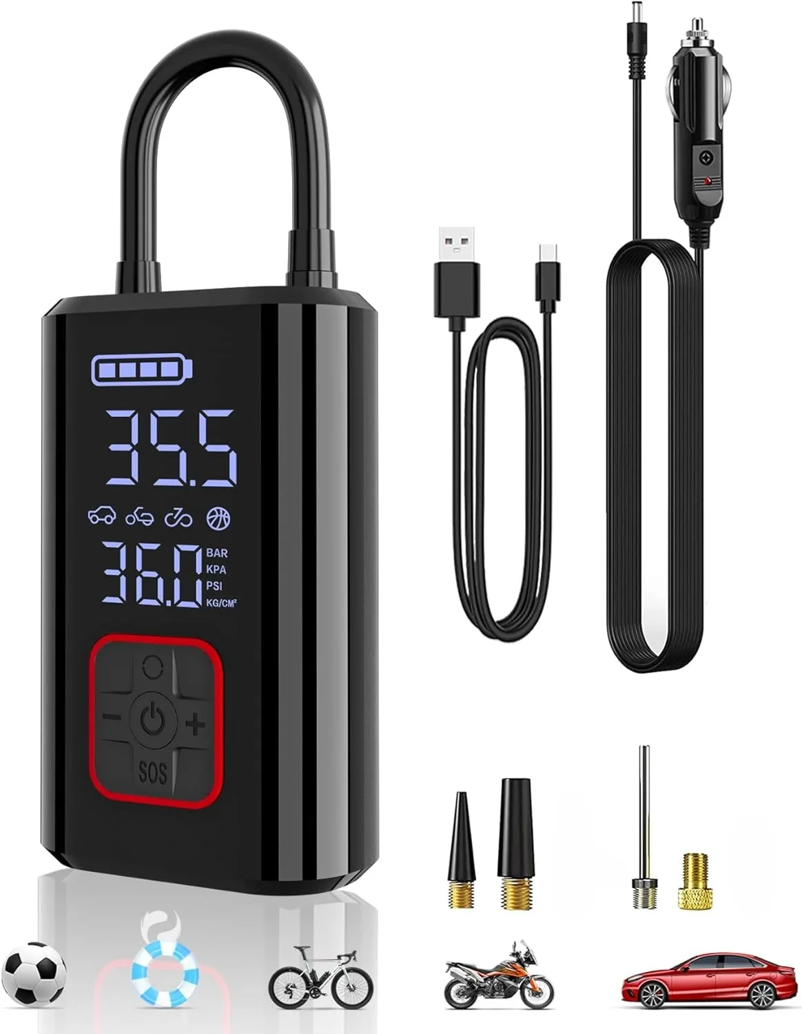 

Tire Inflator Portable Air Compressor,Smart Air Pump for Car Tires with Pressure Gauge (150PSI)-12V DC Cordless Tire Pump