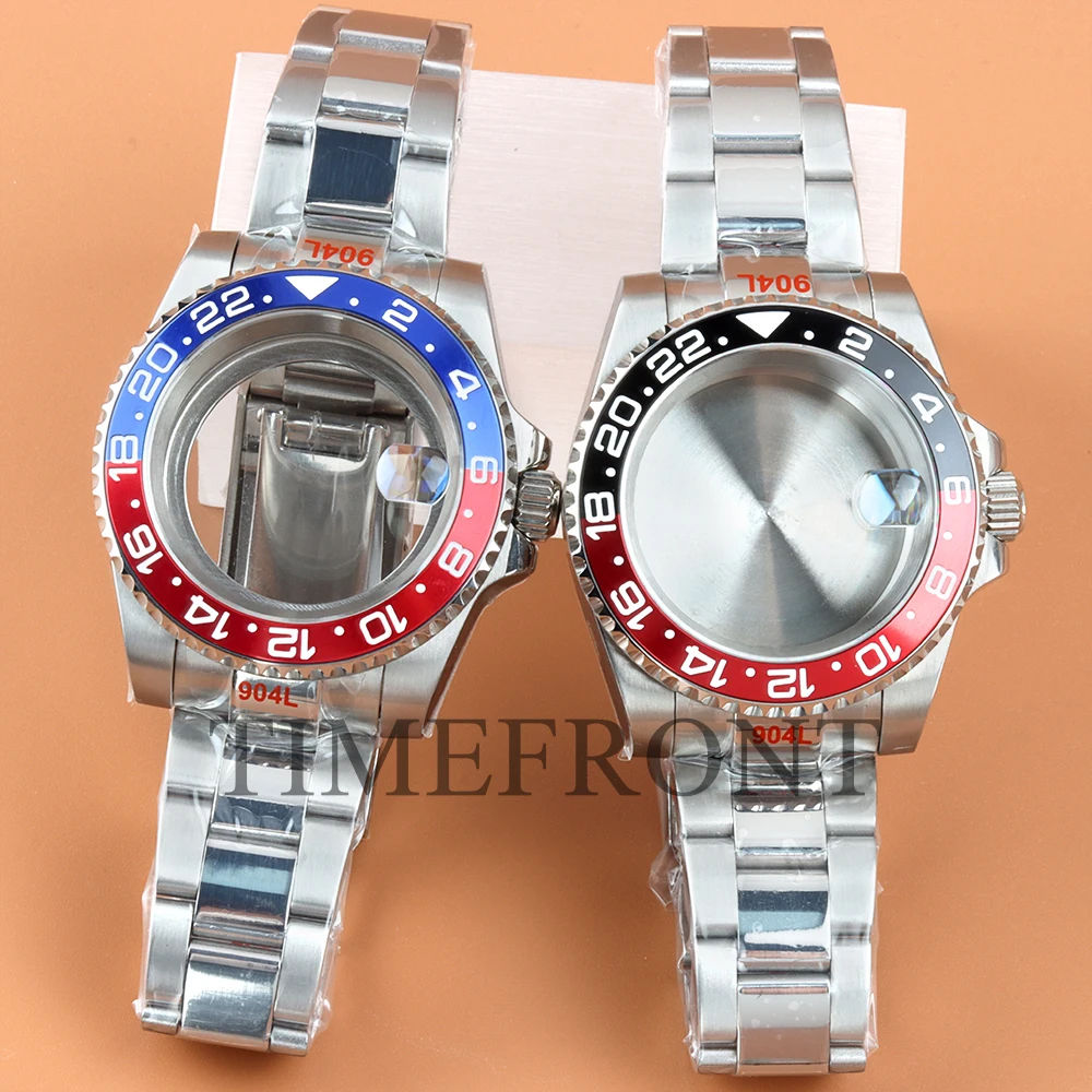 

40mm NH35 Sapphire Glass Watch Case Classic 24 Hours Ceramic Bezel Fit GMT NH34 NH35 NH36 NH38 Movement 28.5mm Dial Accessories