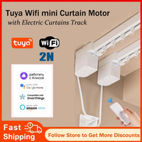 Tuya WiFi 2N Smart Mini Curtain Motor with Customized Electric Curtains Track Rail RF Remote Alexa Yandex Alice Voice Contorl