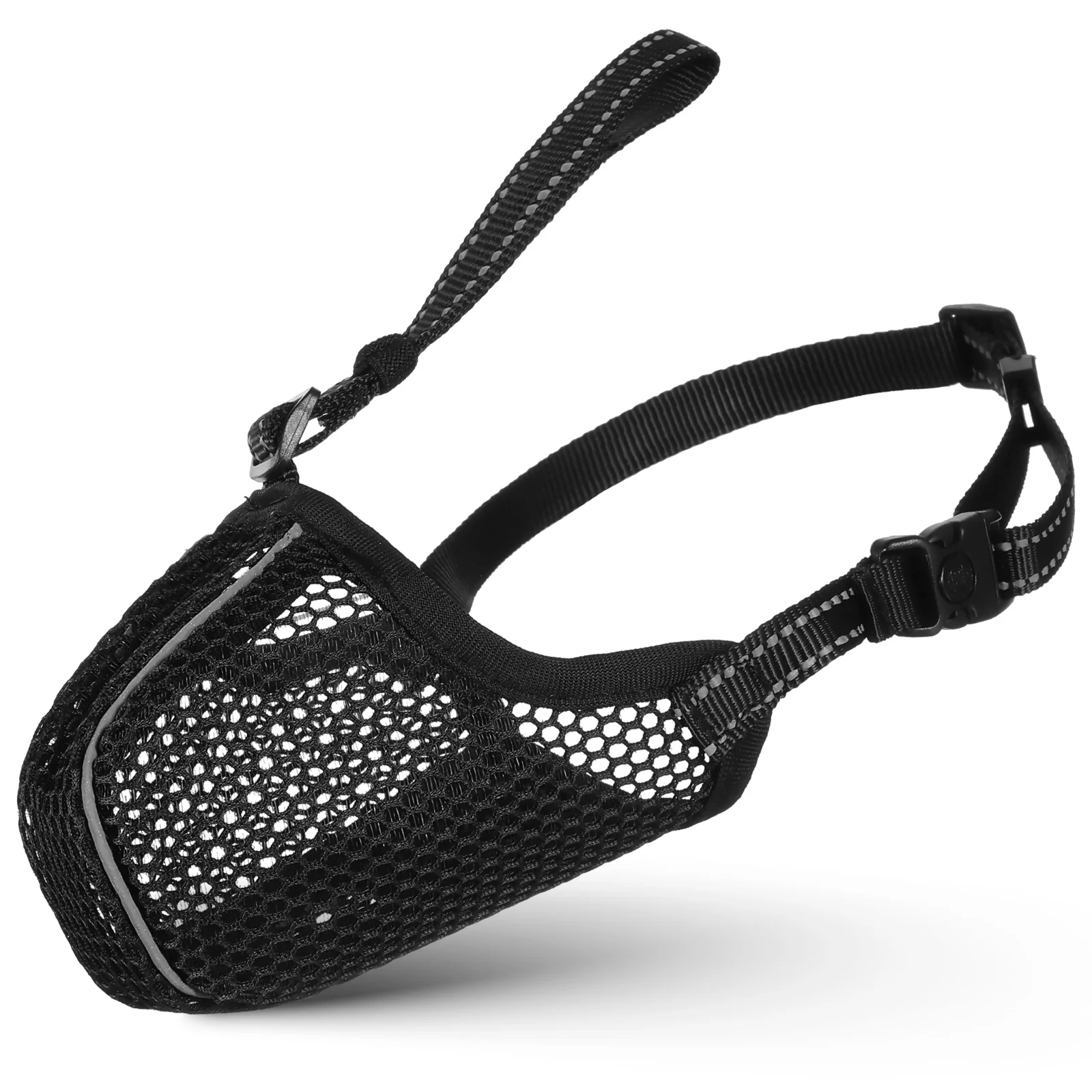 Mesh Dog Muzzle Small Puppy Muzzles Adjustable Soft Mouth Cover Pet Products Collars Harnesses Leads Prevent Biting Black
