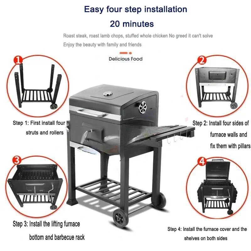 

for Barbecue Stove Household Grill Thickened Large Square Outdoor Charcoal Courtyard BBQ PortableStove