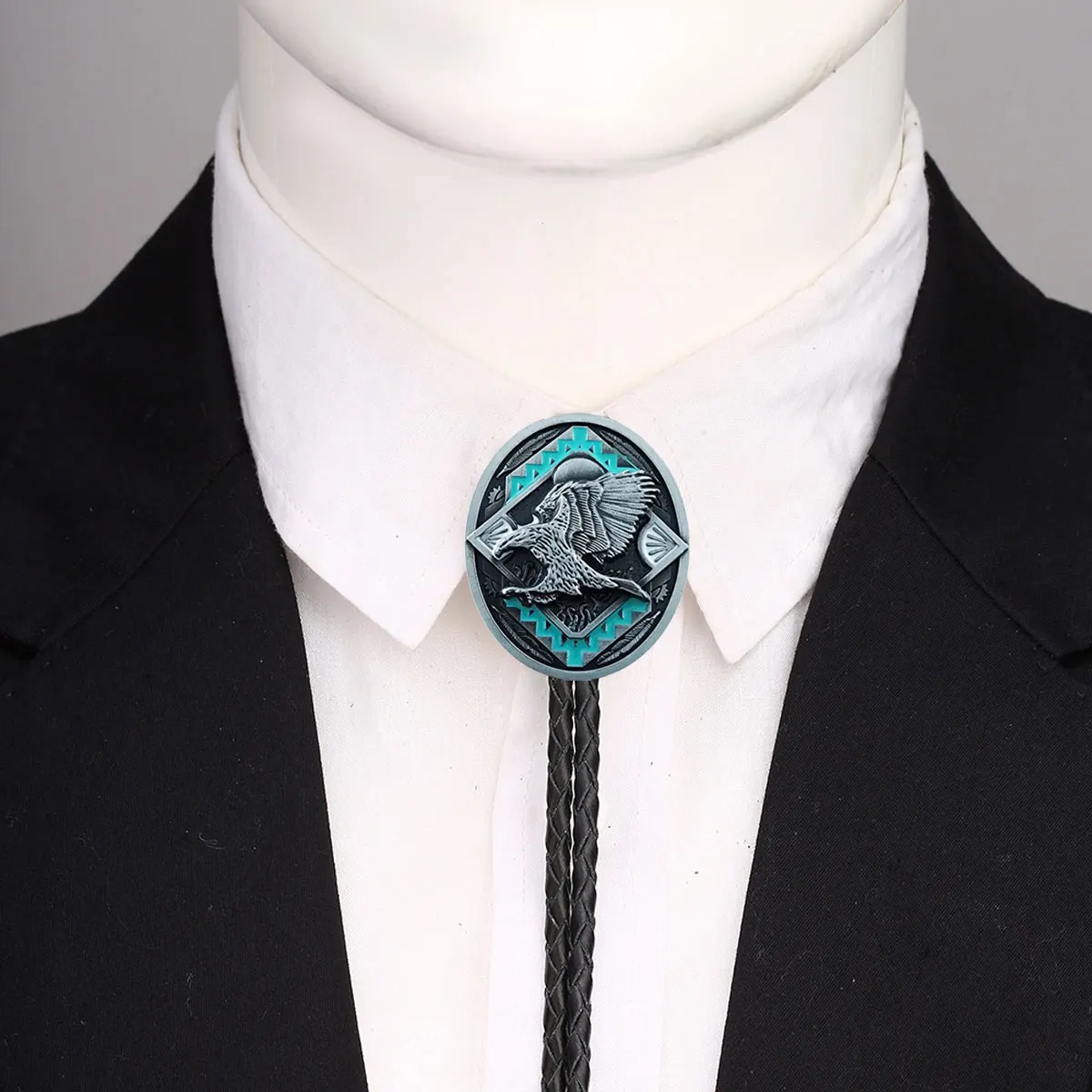 

Sue Che Men's Retro Eagle Embossing Design Bolo Tie Fashionable Western Style Accessory