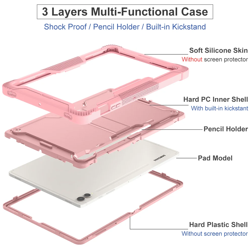 Case For Samsung Galaxy Tab S9 S8 S7 FE Plus SM-X810 X816 X610 X616 X800 X806 T970 T975 T730 12.4