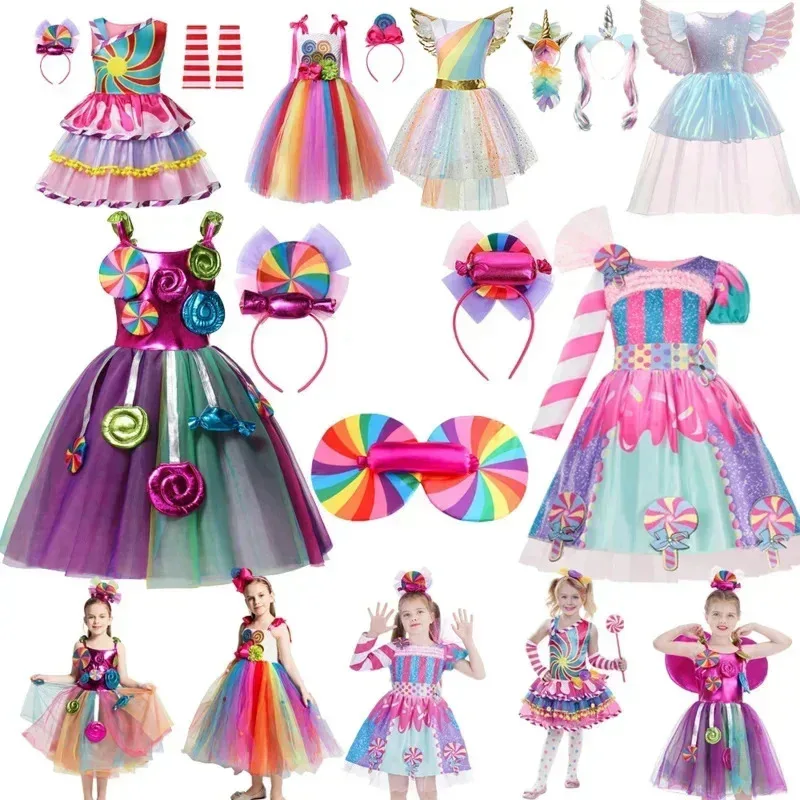 

Children Candy Dresses Girls Princess Costumes Elegant Evening Party Tutu Prom Gown Dress Lollipop Clothing for Girls Purim