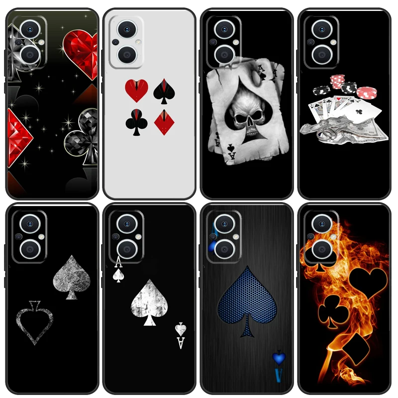 Ace of Spades Poker For OPPO Reno 2Z 4Z 5Z 8T 4 5 6 7 8 Lite 10 Pro OPPO Find X5 X6 Pro X2 Lite X3 Neo Case