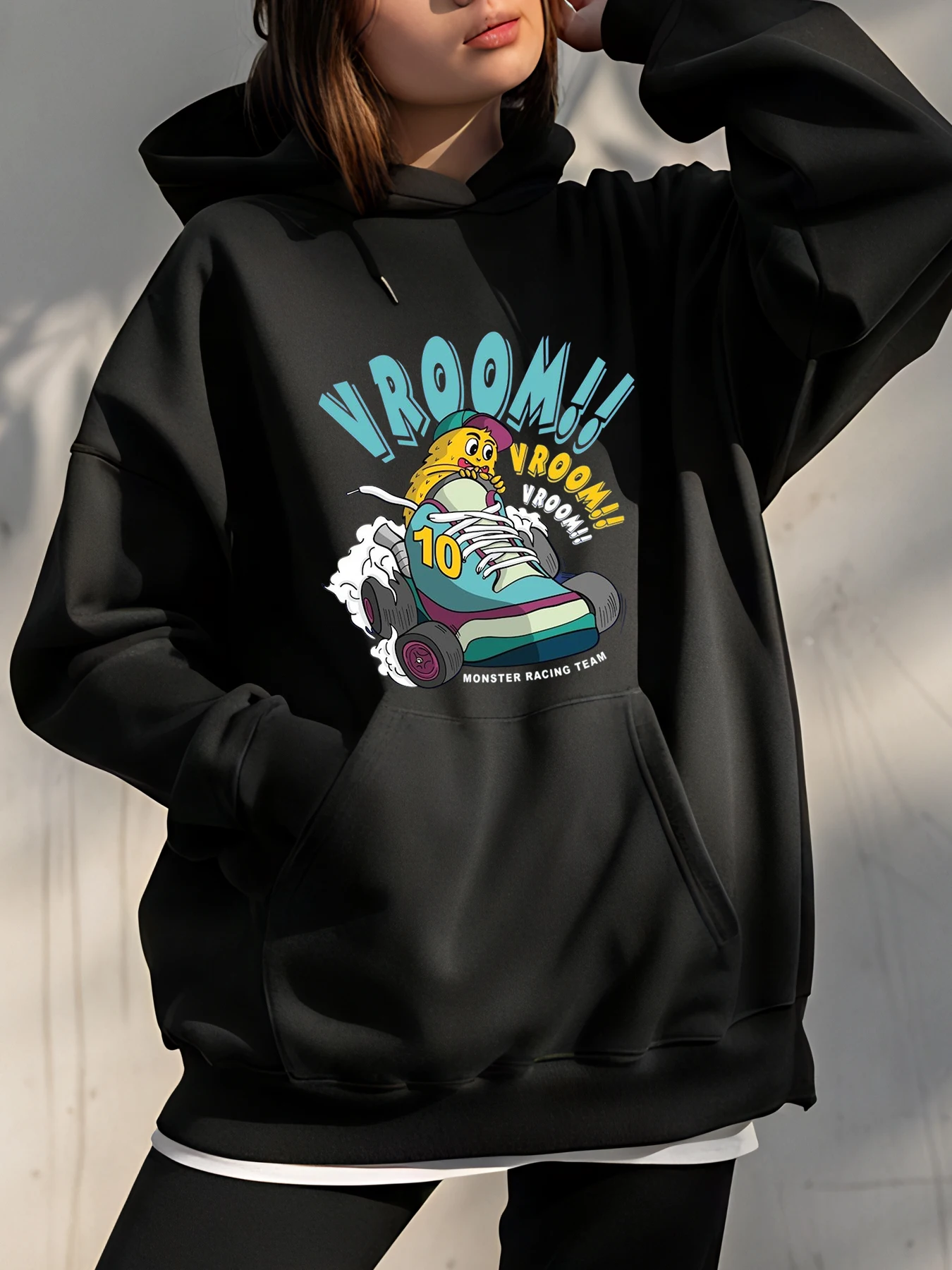 

Толстовка с капюшоном Vroom Monster Racing Car с принтом, повседневная толстовка унисекс, уличная модная женская и мужская одежда