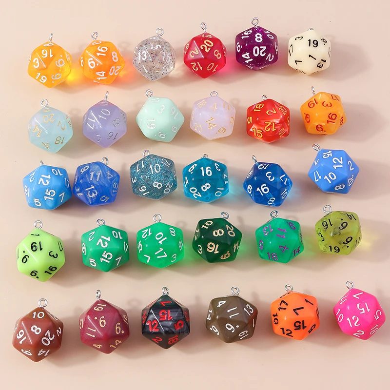 Random Mix 5pcs Colorful Different Number Acrylic Dice Game Props Multi-faceted Digital Dice for DIY Jewelry Making Accessories