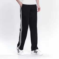 Moletom casual masculino, calça básica, traje de treino, listra lateral, slim, sportswear respirável, calça de faixa, calça bascador, calça golfe