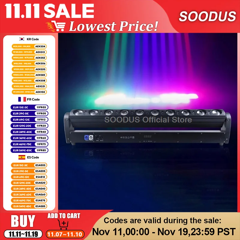 

10×40W Beam Moving Head Lights DMX512 Sound-Activated Stage Light LED Strobe Effect Light for DJ Party Entertainment Venues KTV