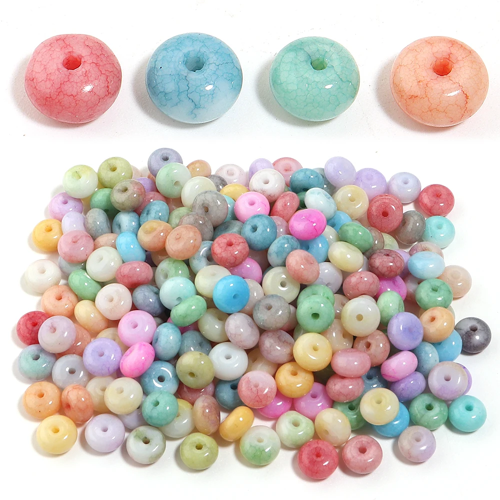 50 Stück/Set 5x8mm Rondell-Form Bunte Rissglasperlen Lose Abstandsperlen Abakusperlen für Schmuckherstellung DIY Armband-Zubehör – Detail 5