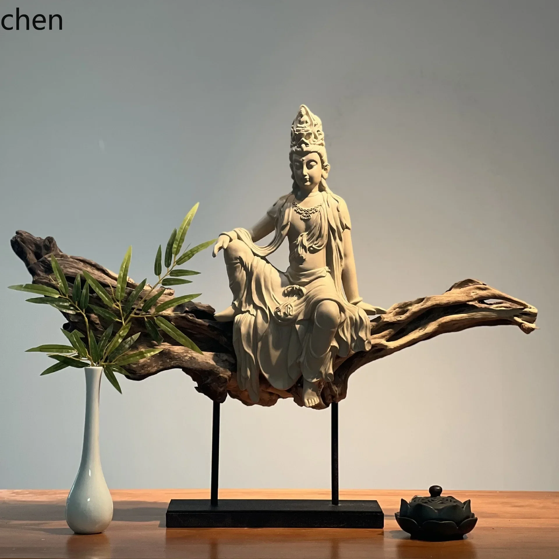 y9.3-buddha statue water moon guanyin bodhisattva worship ornaments bogu rack decoration
