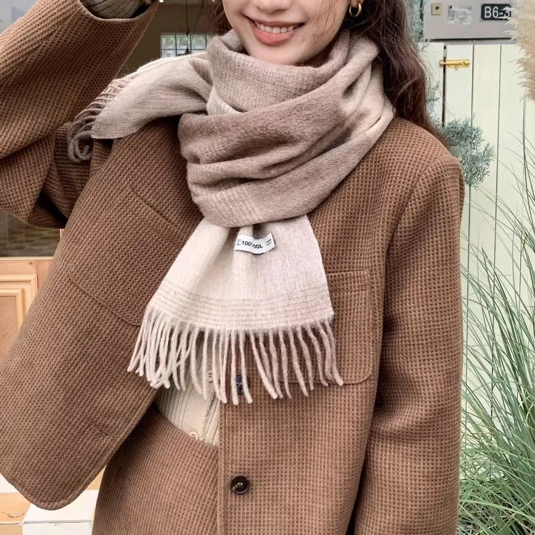 Australischer Schafe-Fleece-karierter Schal, einfacher Winter, vielseitig, warm, Damen-Halstuch, koreanischer Stil, Studentenschals, modisch – Detail 3