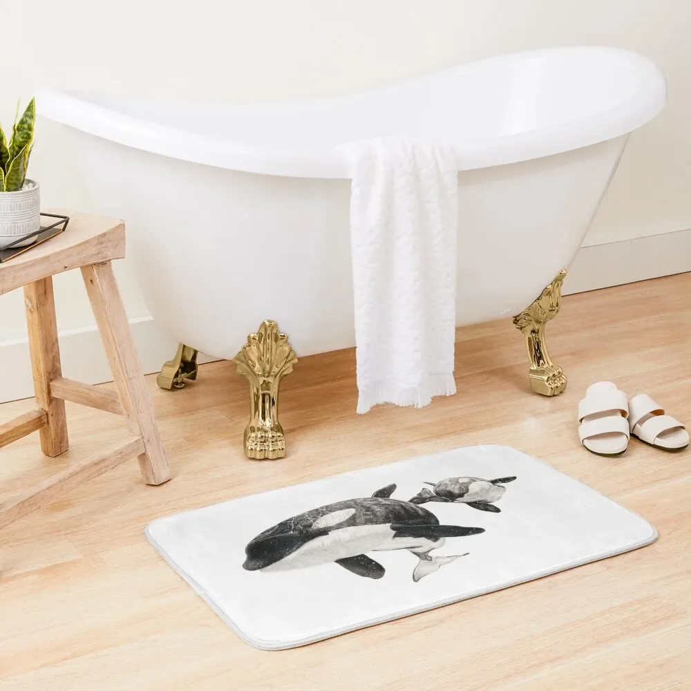 

Katina and Taku the Killer Whales Drawing Bath Mat For The Bathroom Bathroom Use House Interior Entrance Bathroom Deco Mat