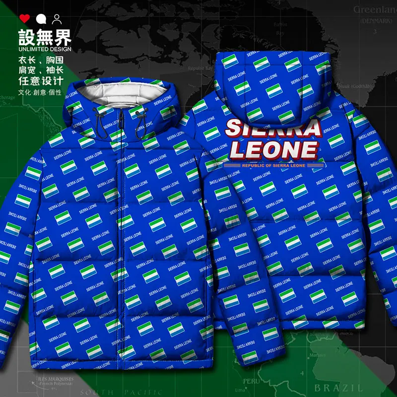 Sierra Leone Leonean SL SLE country flag White duck down Jackets new fashion mens clothes Man puffer Casual down coat Winter