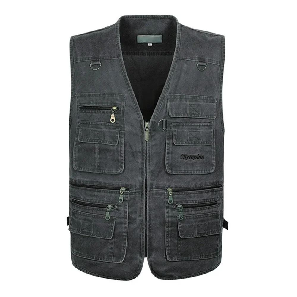 Coat Jacket Plus Sleeveless Men Military Vest Casual Mens Multi Sleeveless Pocket Summer Cotton Cargo Size New Waistcoat Vest