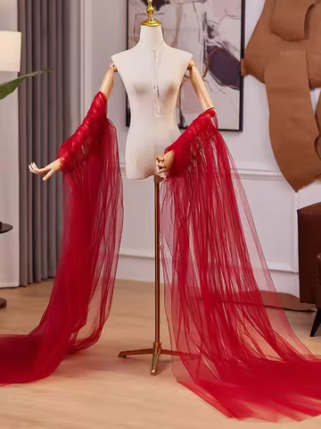 New wine prom evening performance dance dress accessories long ribbon removal arm warmer wrap sleeve