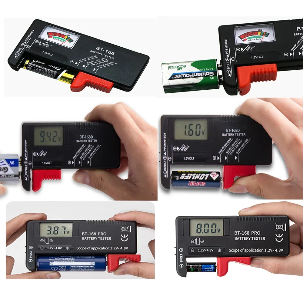 

BT-168/ BT-168PRO Digital Battery Capacity Tester Checkered Charge Indicador AA AAA C D 9V 1.5V 18650 Lithium Battery Tester