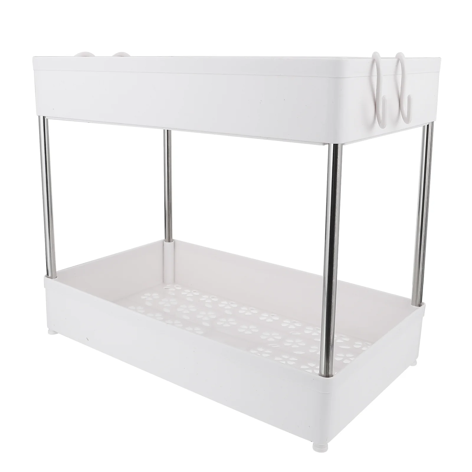 

1Set Floor-Standing Storage Rack Stainless Steel PP Kitchen Organizer Double-Layer Spice Bottle Holder Easy Clean Multi-Layer