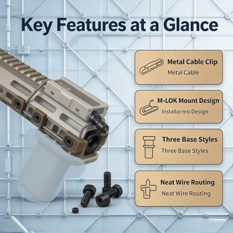 2026 New M-LOK Metal Cable Organizer Clip Wire Manager Fit M-LOK Handguard Toy Accessory Outdoor Gear