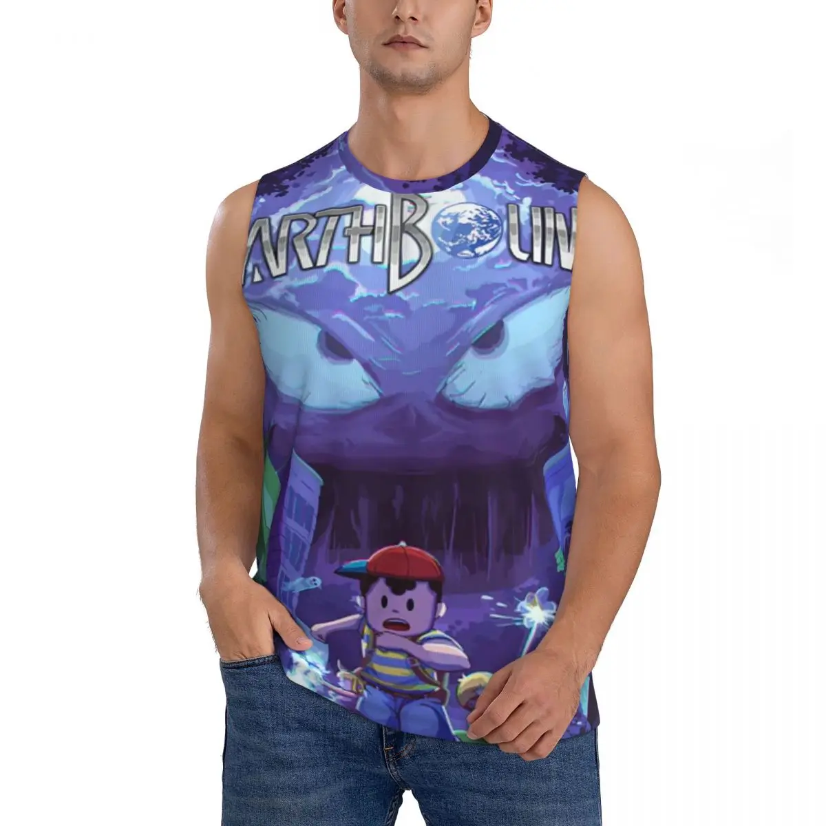 Camiseta sin Mangas con Estampado de Vidrio de Colores Celeste Mountain, Estilo Retro, Prenda Exterior Versátil
