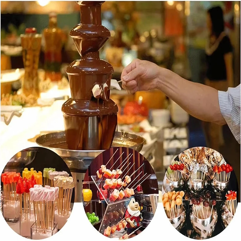 เครื่องทำน้ำพุช็อกโกแลตแบบ 4 ชั้น 110V สแตนเลสสตีล พร้อมระบบทำความร้อนไฟฟ้า สำหรับงานวันเกิด