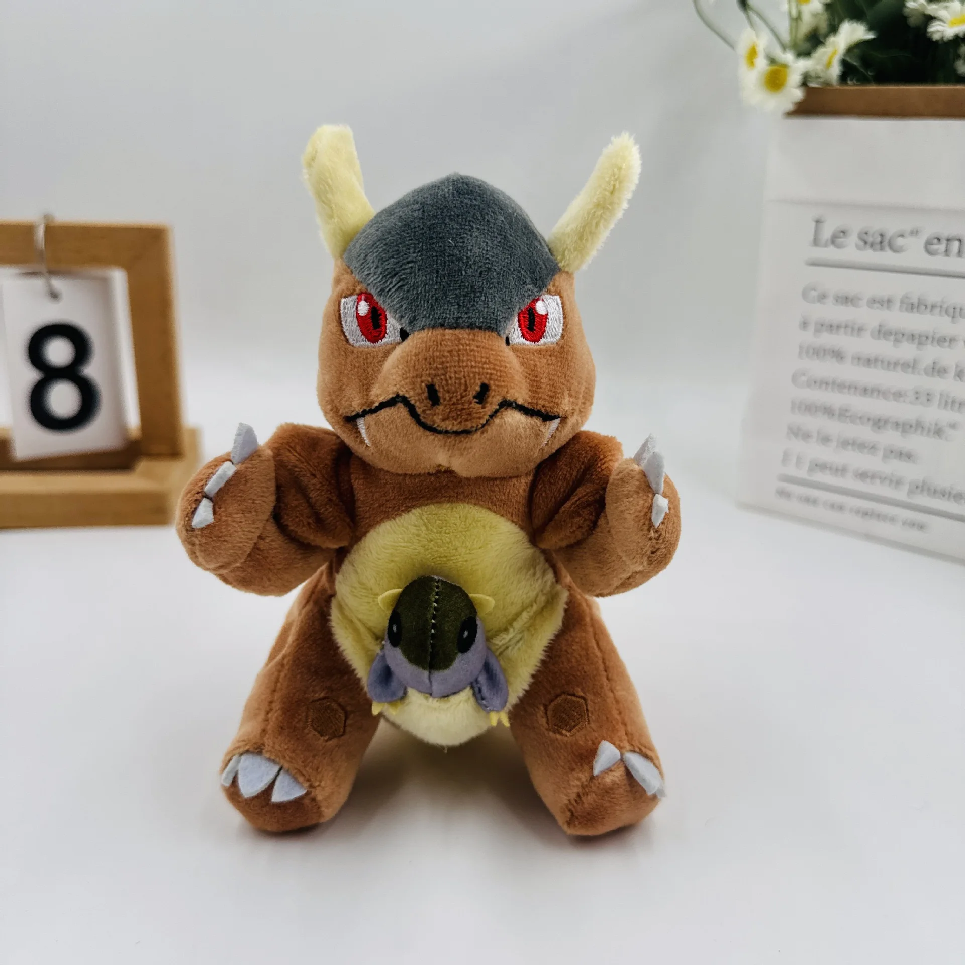 Peluche Pokémon Fit Series Kangaskhan e bambino da 14 cm - Piccola bambola di pezza per coppia di madre-figlio, simpatico e adorabile mostro tascabile da collezione