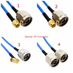 RG402 Coax Cable SMA RPSMA male To N  Male Connector SMA Right Angle Crimp Solder for RG402 Semi Flexible 50ohm Fast Brass Blue