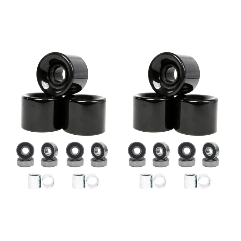 

Pack Of 8 60Mm Skateboard Wheels + ABEC-9 Bearing Steel And Spacers Cruiser Wheels