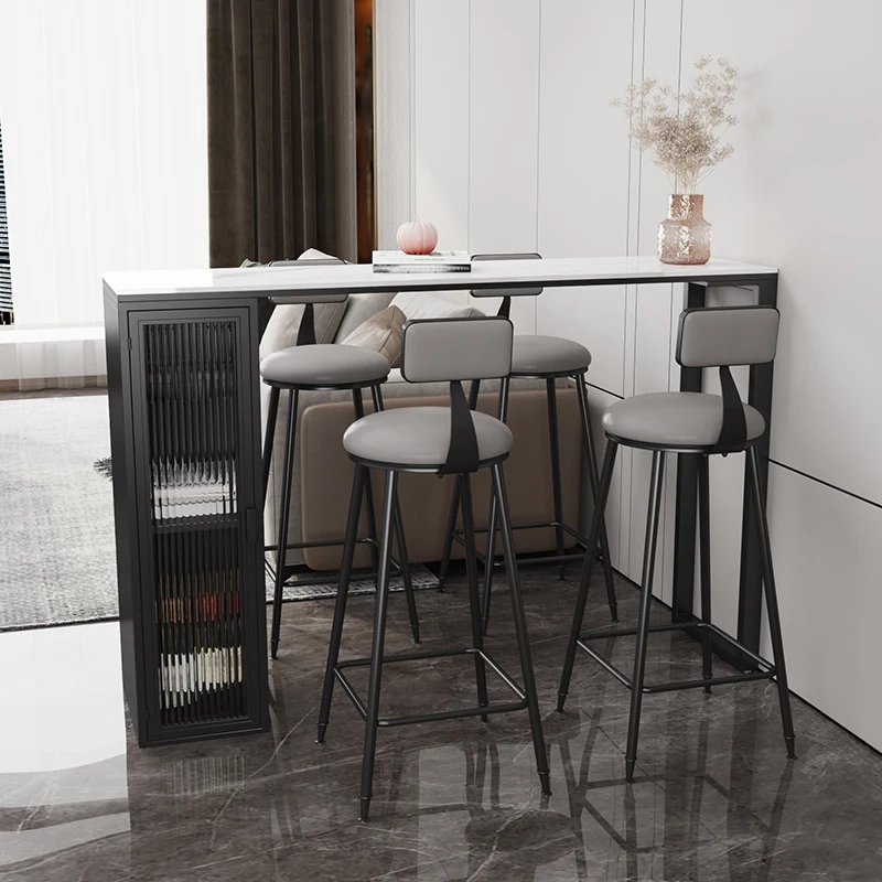 Black Modern Bar Table Storage Design Square Industrial Bar Dining Table Reception Narrow Tables Hautes Living Room Furniture