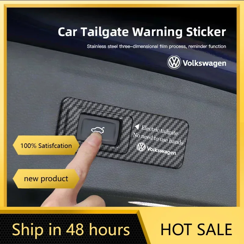 Car Trunk Warning Sticker Electric Tailgate Lifting Button Cover For VW GTI Polo Golf 6 7 Passat CC Tiguan Jetta T-ROC Scirocco