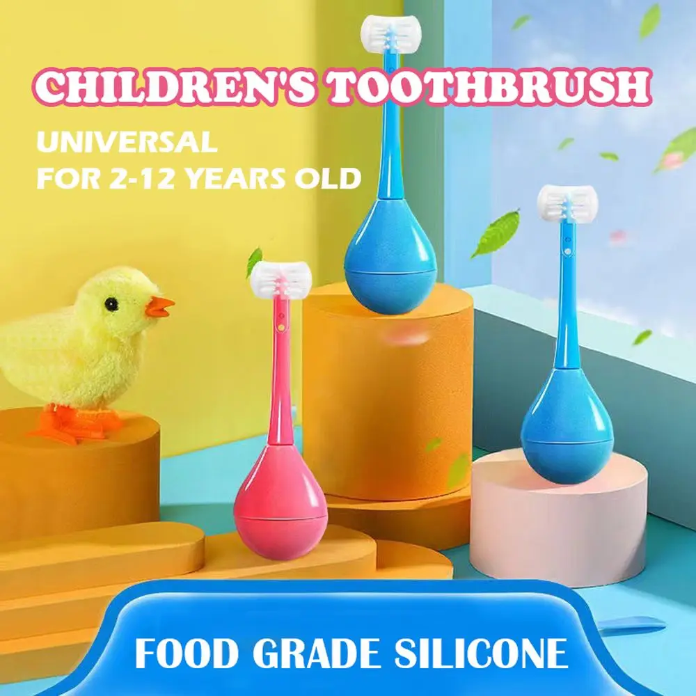 Higiene Limpiador de salud bucal Edad 2-12 Cepillo de cuidado bucal envuelto en forma de U Cepillo de dientes Cepillo de dientes de tres lados Cepillo de dientes para niños