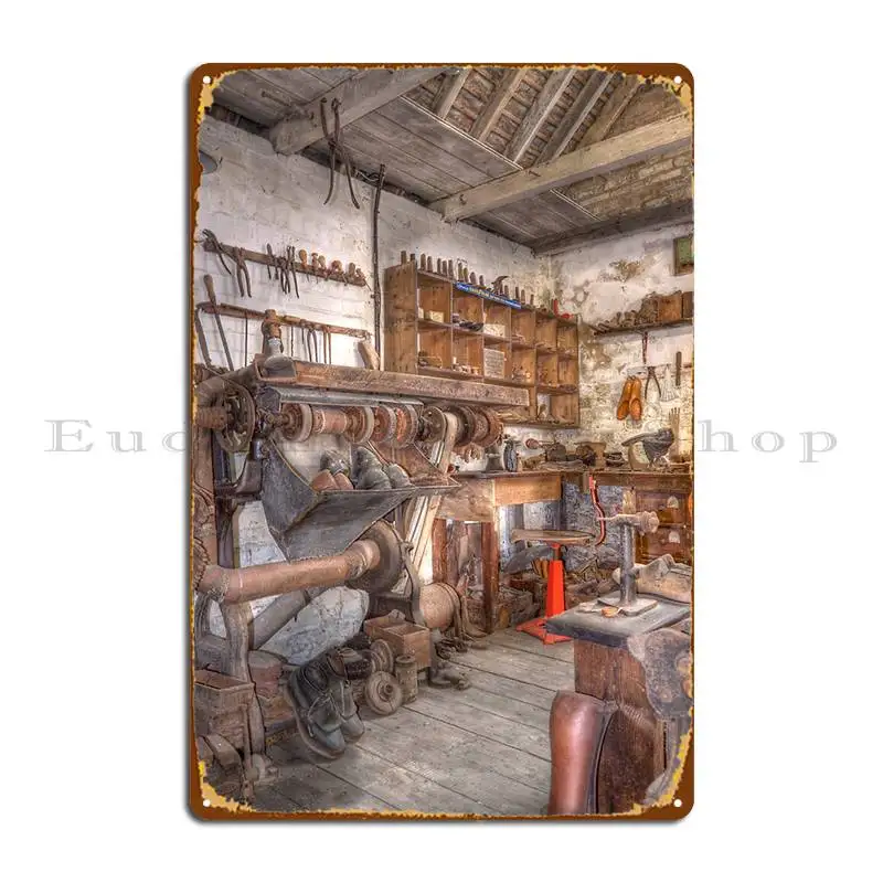 The Cobbler S Workshop Metal Plaque Wall Mural Garage Create Garage Character Tin Sign Poster