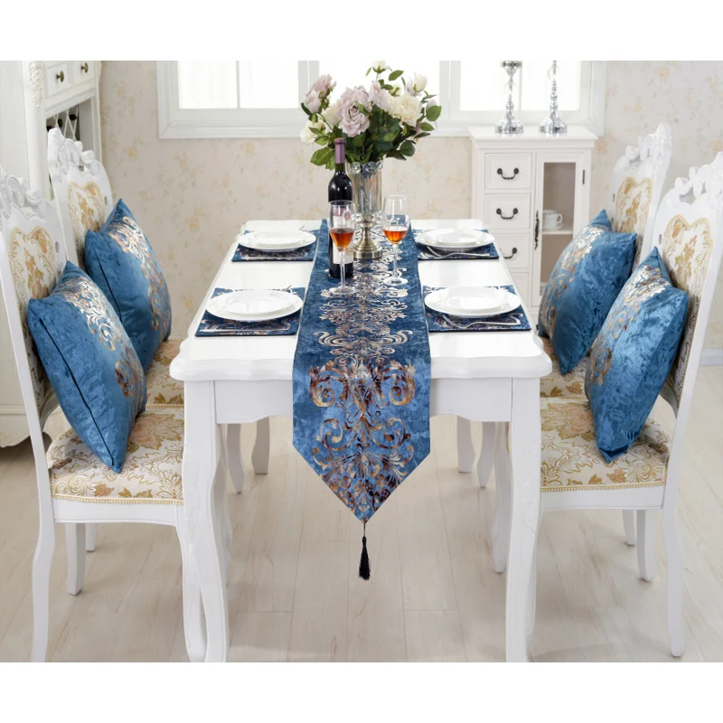

Modern Luxury Table Runner with Tassels for Dining Coffee Table Cover Party Living Room Floral Runners Tablecloth Decoration