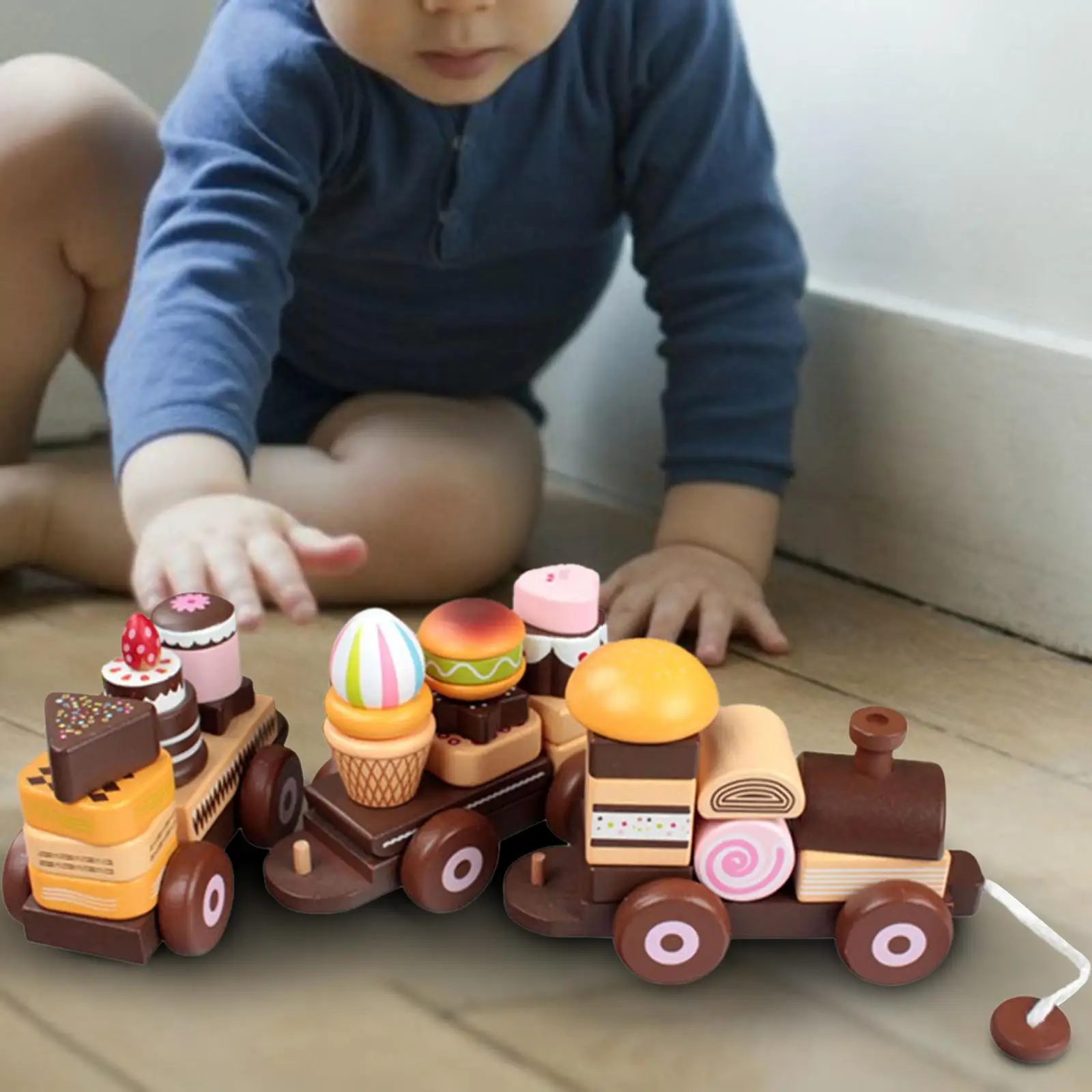 

Train Cake Toys Pretend Kitchen Playset Early Educational for Boy Girl Preschool Birthday Gift