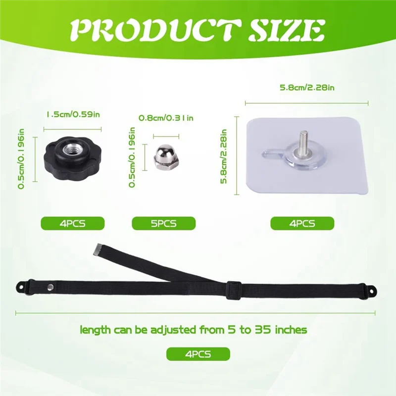 B58B-2 Pack Adjustable TV Safety Straps, No-Drill Adhesive TV Anchors For Baby Proofing, Premium TV Furniture Anti Tip Straps