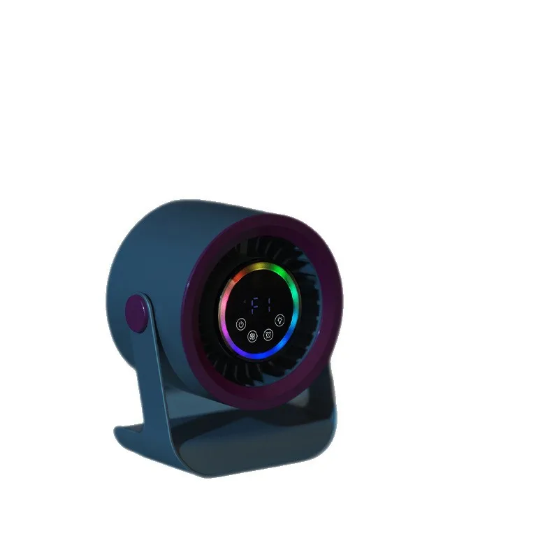 Cold air circulation mini fan touch digital display dormitory bed silent office desktop charging model