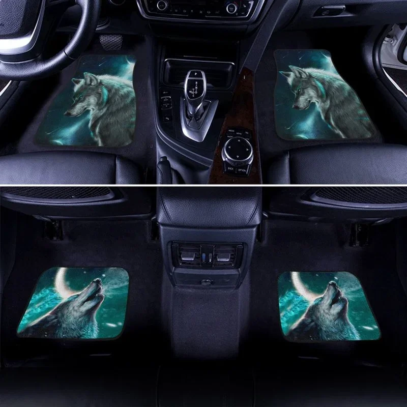 Alpha Wolf Car Floor Mats Custom Wolf Car Accessories 4PCs Pack