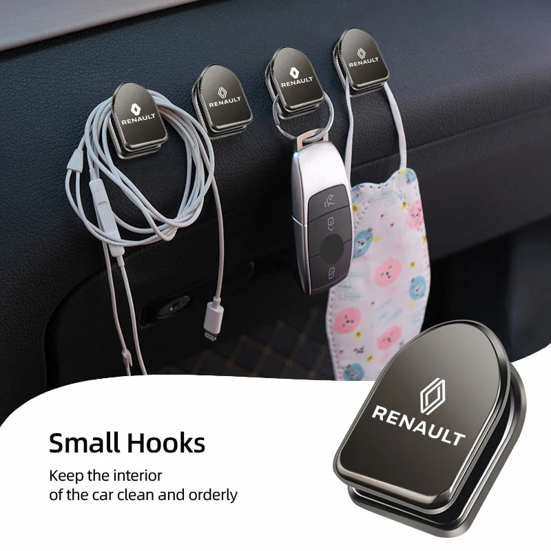 2Pcs Metal Car Styling Hooks Interior Storage Holder For Renault Clio Koleos Megane Espace QM6 Kadjar Captur Scenic ZOE Laguna