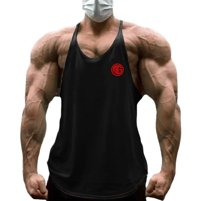 Summer Cotton Breathable Suspender Y-back Shirts Gym Fitness Workout Muscle Sleeveless Vests Mens Bodybuilding Sports Tank Tops