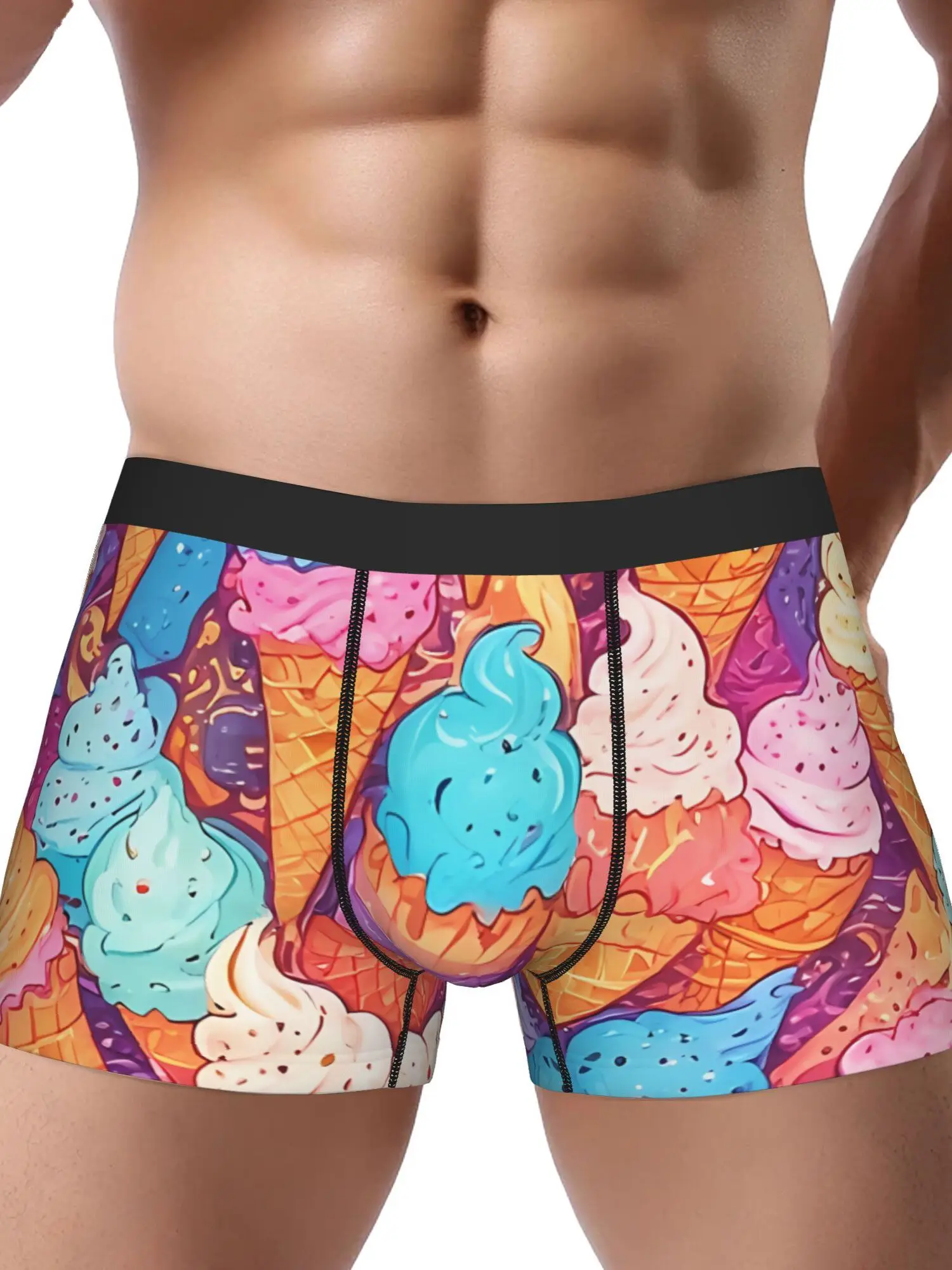 

Briefs Featuring Melted Chocolate and Vanilla Ice Cream Design for Men Teens All Season Soft Touch Boxers