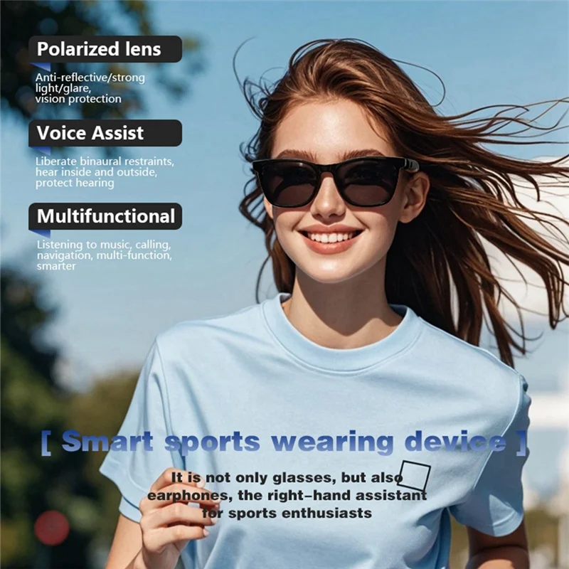 Ingenious-Magnetic Smart Glasses With Blue Light Filtering & Polarized Lenses Voice Assistant, UV400 Protection Polarized Gray